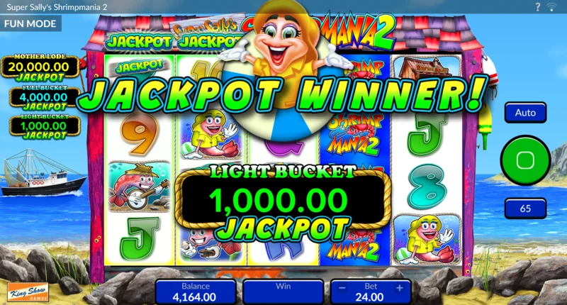 Super Sally's Shrimpmania 2 – začetek igranja izbirne igre košare z izbiro med košarami in Free Spins